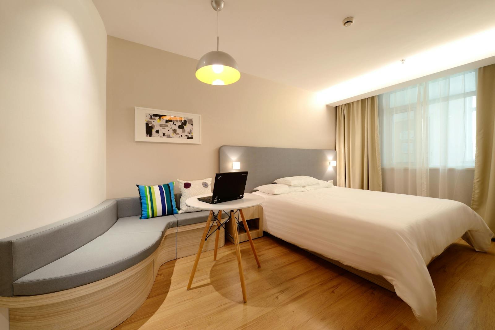 Modern bedroom with thick memory foam mattress and clean linens